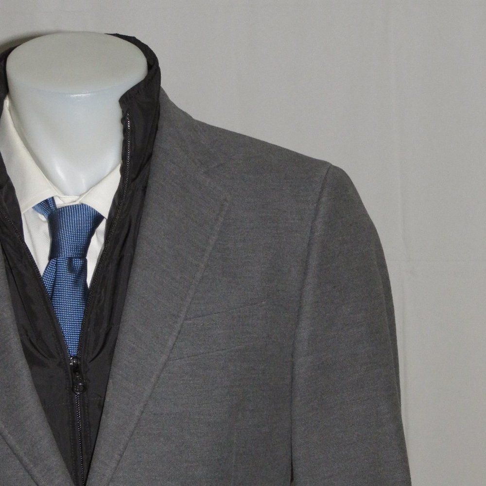 Fay Vested Gray Two Button Travel Jacket US 42
